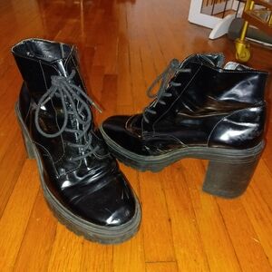 Women's Black Lace-Up Ankle Boots